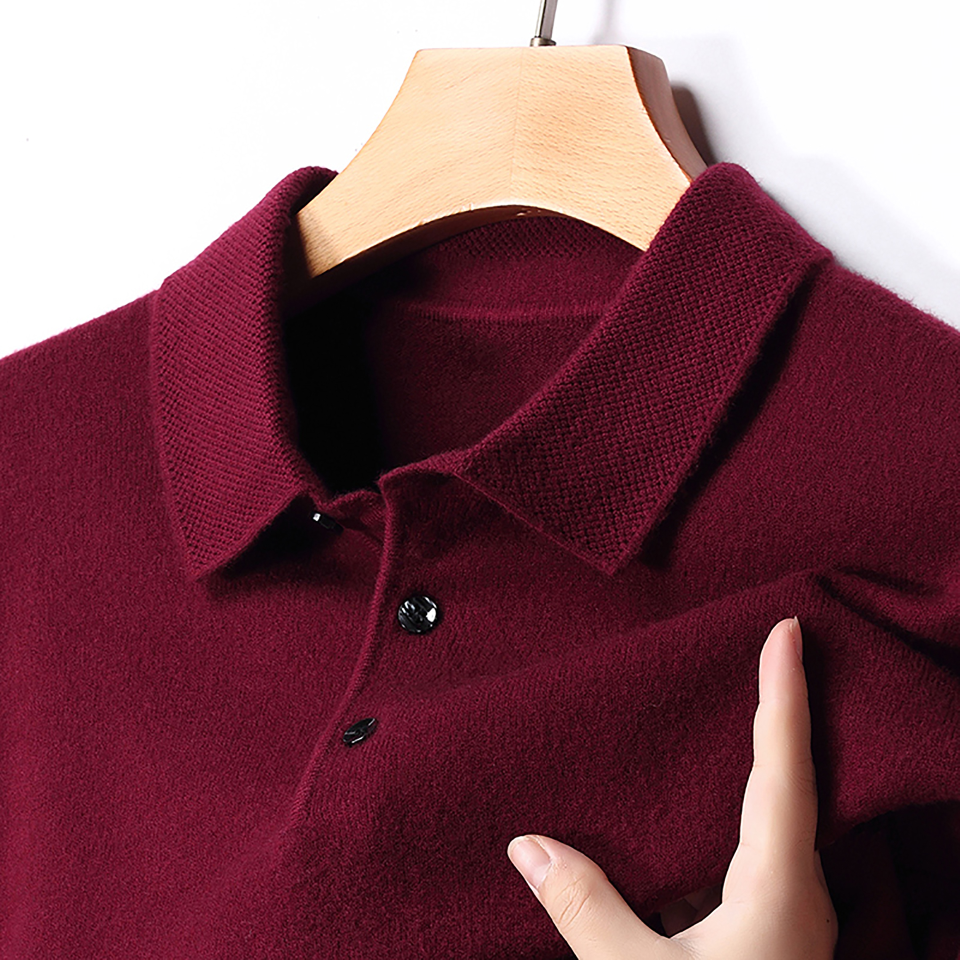 羊绒衫男翻领中老年纯色加厚毛衣