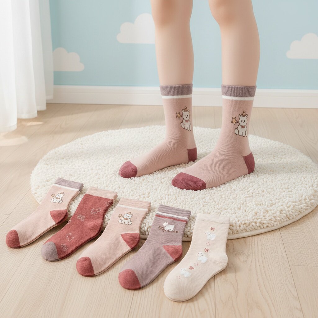 七巧板袜子女童春秋中筒袜子男童纯棉防臭吸汗学生袜儿童无骨棉袜