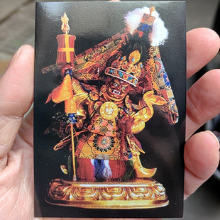 藏传乃琼护法神祈祷文 佛像卡片 8.5cm 5.4cm 纸质小佛卡片