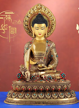 尼泊尔工艺铜药师佛像居家佛堂