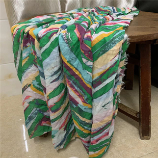 德国进口细纱软垂100支纱纯苎麻羽毛纹数码印花微透夏天服装面料