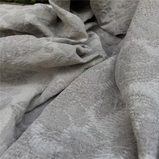 比利时进口超厚结实亚麻棉磨洗做旧浮式提花骨感亲肤桌布沙发布料