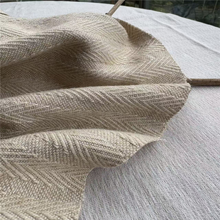 比利时进口厚重舒服原麻色粗旷人字纹提条柔软亲肤抱枕沙发套布料