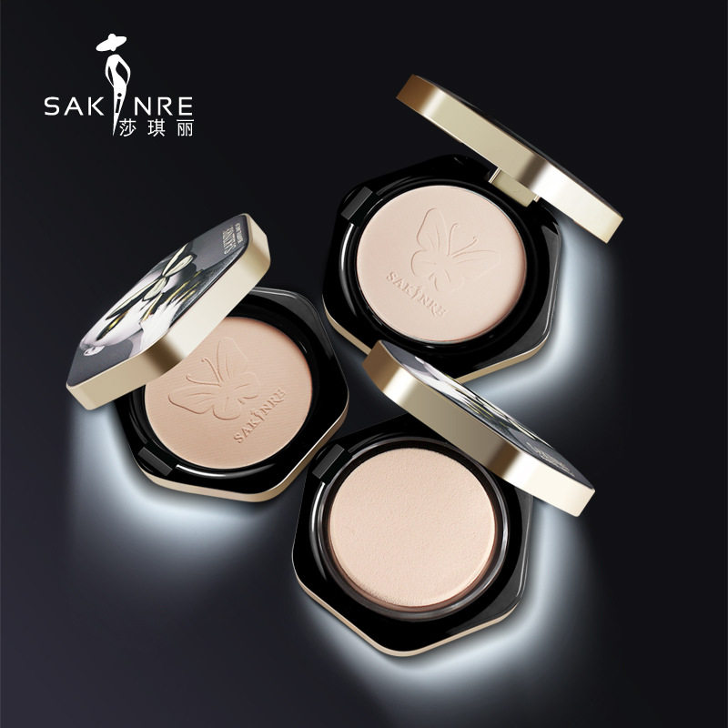 莎琪丽纳米美肤粉饼定妆不卡粉遮瑕痘印隔离隐形毛孔修容高光粉