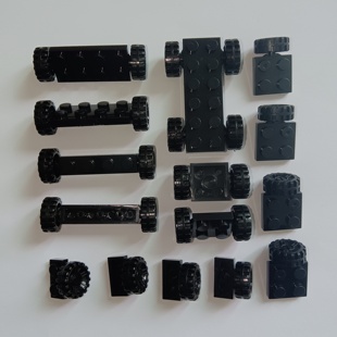 小颗粒散装积木兼容乐高汽车车轮车底座双轴多规格轮子配件玩具