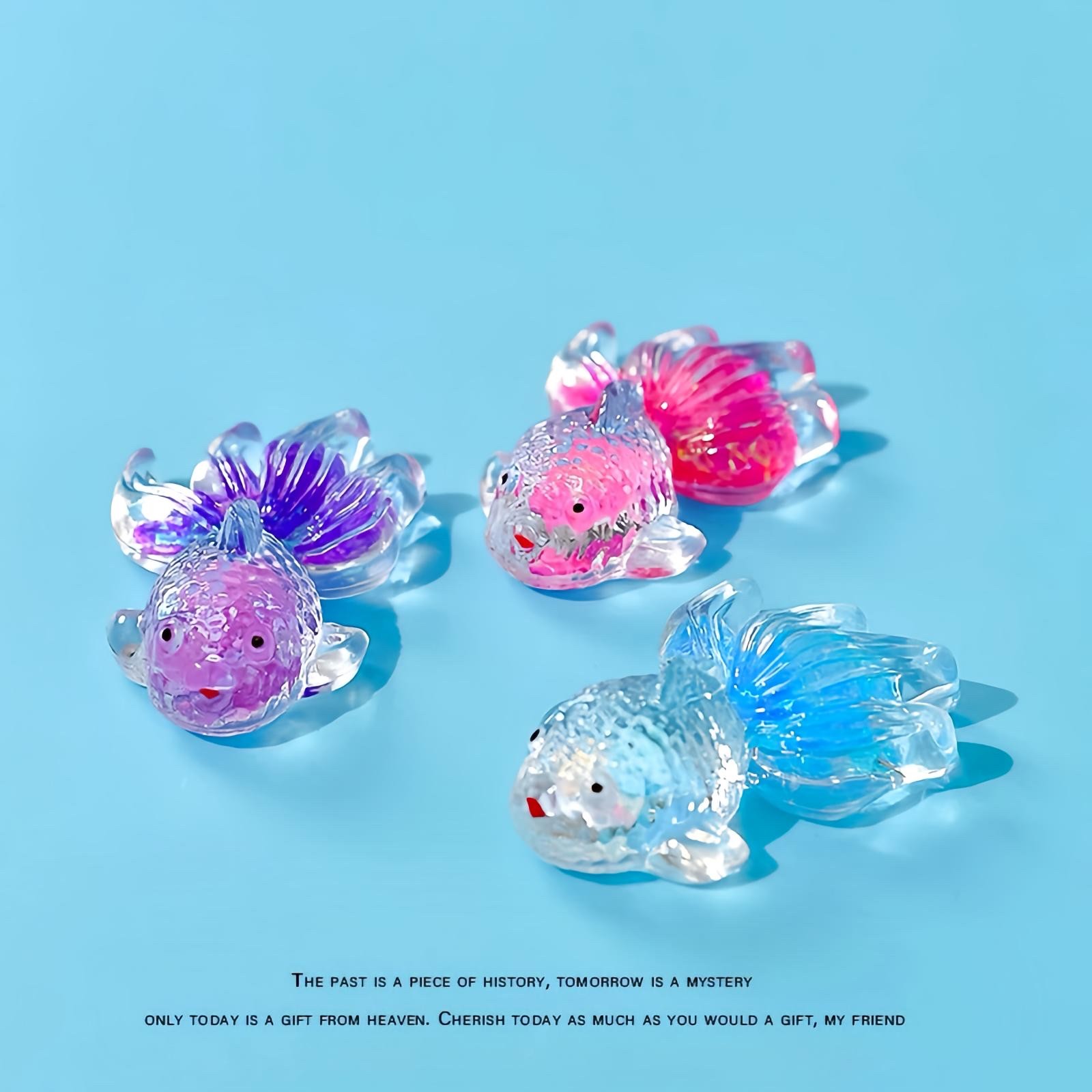 夜光高透细闪亮片金鱼高颜值桌面摆件鱼缸装饰微景观布置动物模型,家居饰品,桌面摆件,淘宝优惠券,粉丝福利购,淘宝优惠卷