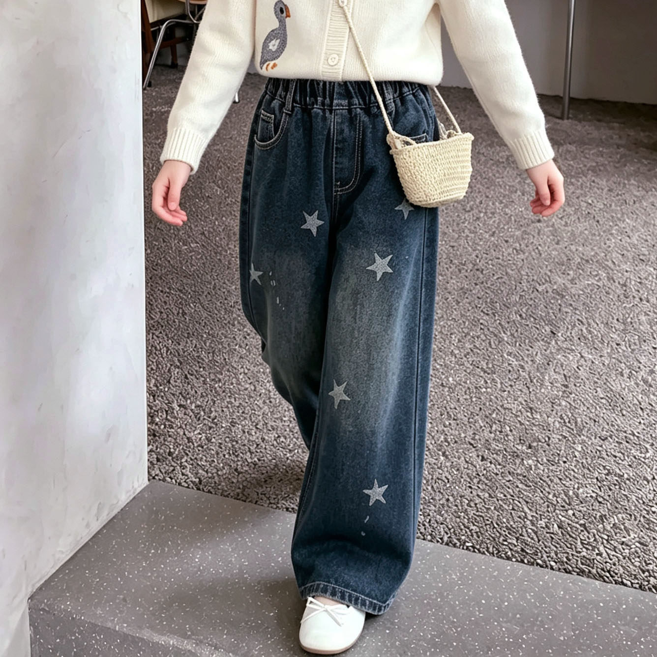 女童牛仔裤秋季新款外穿洋气儿童裤子