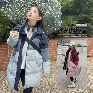 女童冬季中长款白鸭绒羽绒服中大童小女孩时髦洋气儿童冬装外套潮