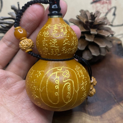 道系随身酒葫芦金光神咒手工雕刻开口装水葫芦挂件摆件工艺品器物