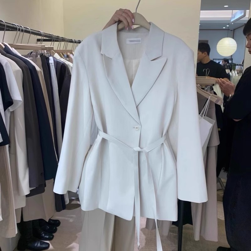 高级感小西装外套女2025春秋季新款韩版宽松系带时尚气质西服上衣
