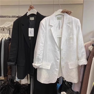 棉麻西装外套女2025春装高级感时尚亚麻小西服休闲宽松薄款上衣潮