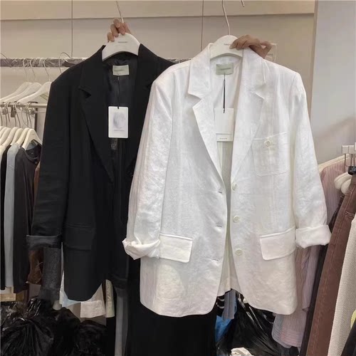 棉麻西装外套女2025春装高级感时尚亚麻小西服休闲宽松薄款上衣潮