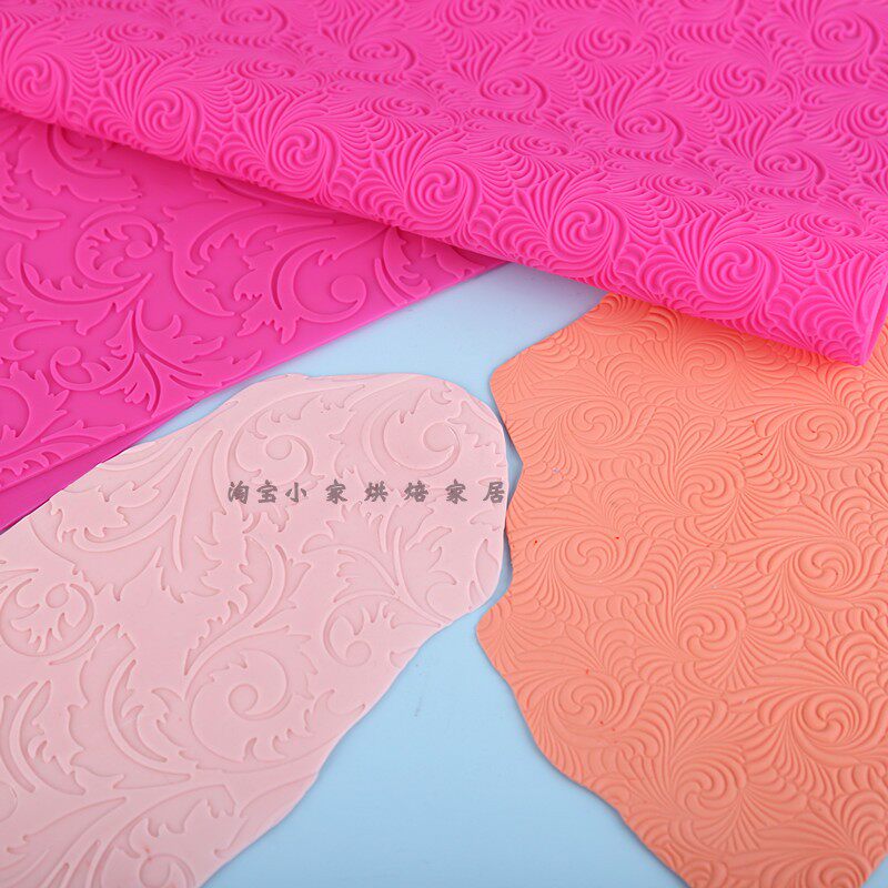 特大花瓣螺旋卷文diy硅胶翻糖模具印花垫蛋糕花边蕾丝巧克力装饰