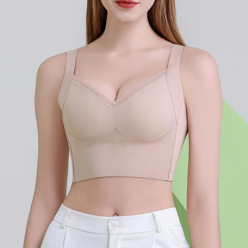 2025大胸光面无痕调整型内衣女长文胸收腹收胃收副乳防下垂无钢圈