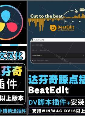 达芬奇音乐踩点节拍插件 BeatEdit 中文汉化一键音频鼓点节拍踩点