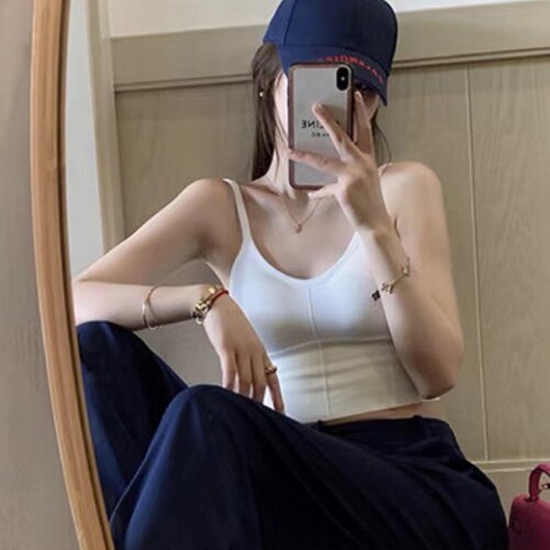 无缝内搭螺纹吊带少女吊带