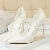 10cm细跟尖头单鞋 糖果色 新款 白色黑色黄色工作网红高跟鞋 2026春季