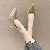 裸色高跟鞋 漆皮防水台走秀性感气质细跟礼仪单鞋 女2026年春季 新款