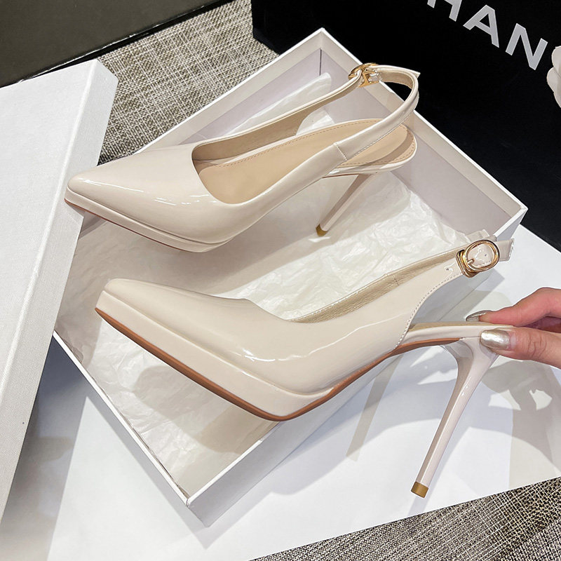 尖头凉鞋女2026年新款白色高跟鞋防水台不累脚包头单鞋夏季10cm