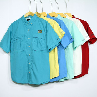 双口袋宽松工装 欧美单夏季 衬衫 短袖 风户外速干衬衣透气防晒衣 男士
