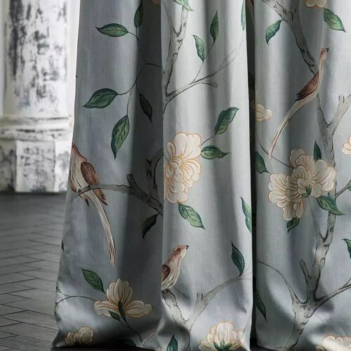zoffany亚麻棉窗帘现代树枝图案