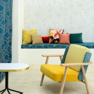 法国原装进口LELIEVRE面料现代简约亮多彩视觉错觉螺纹垫布沙发