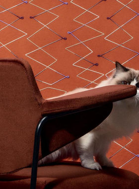 rubelli意大利原进口面料Zigzag现代刺绣皮马棉缎动感浮雕之字形