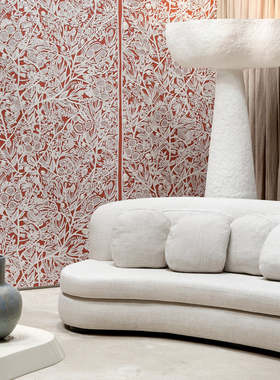 比利时原装进口ARTE墙纸LA PERLE现代简约刺绣花卉图案沙发背景墙