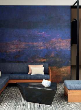 Elitis法国原装进口壁画Solstice简约风拉菲草图案客厅沙发背景墙