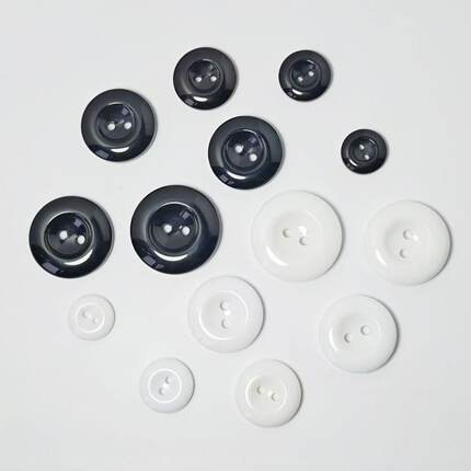 黑色树脂2眼纽扣工作服面包宽边扣子风衣大衣针织衫衬衫两眼钮扣