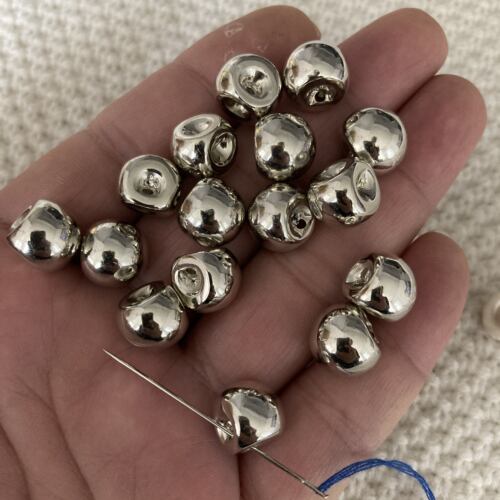 边孔侧孔球形珠子纽扣可爱儿童衣服扣子银色仿金属迷你衬衫装饰扣