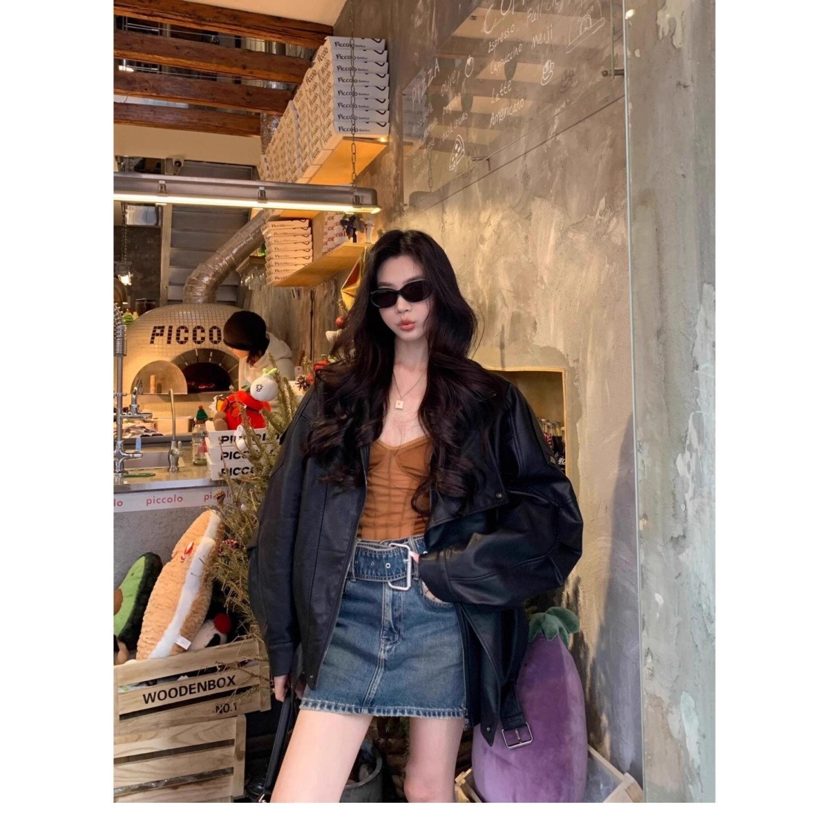 黑色复古机车翻领pu皮衣外套女酷飒风2026春秋新款皮夹克上衣,女装/女士精品,皮衣,淘宝优惠券,粉丝福利购,淘宝优惠卷