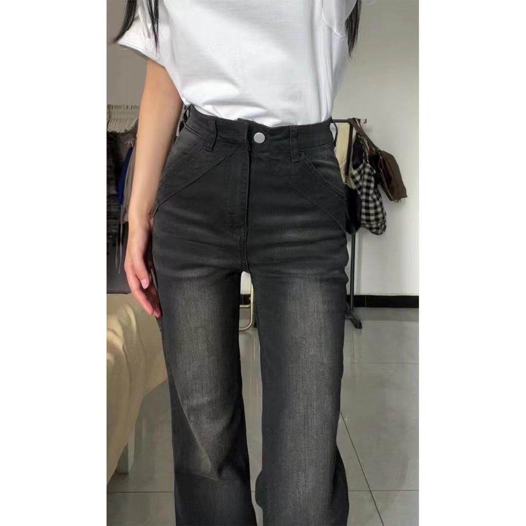 毛边微喇叭牛仔裤女高腰大码胖mm裤子2025新款不贴腿黑色马蹄裤夏