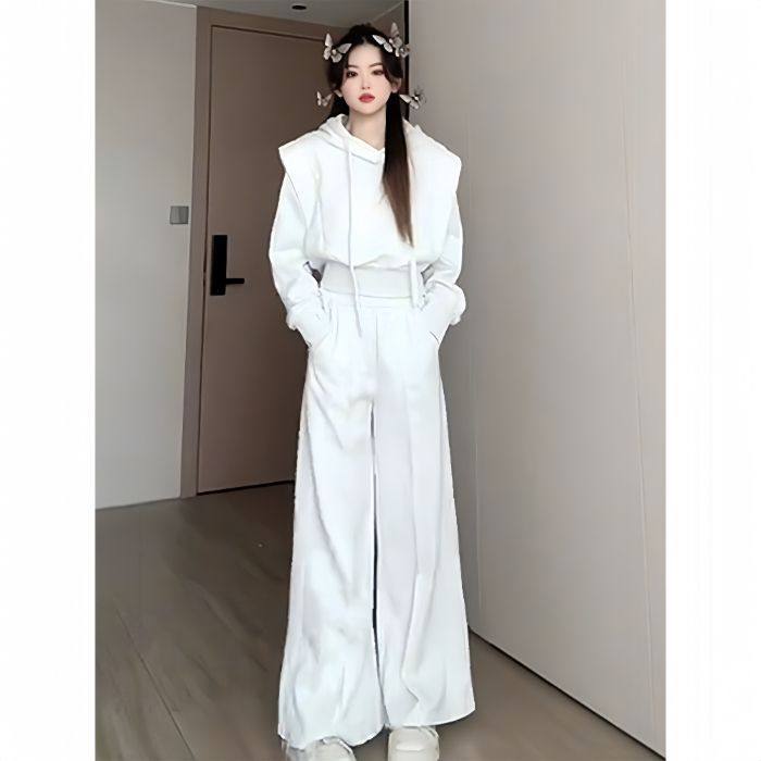 秋季高级感运动服套装女气质宽松假两件连帽卫衣时尚阔腿裤两件套,女装/女士精品,时尚套装,淘宝优惠券,粉丝福利购,淘宝优惠卷