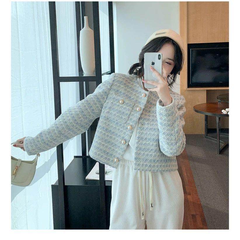 珍珠扣小香风外套女2026春秋新款法式设计感小众宽松短款气质上衣,女装/女士精品,短外套,淘宝优惠券,粉丝福利购,淘宝优惠卷