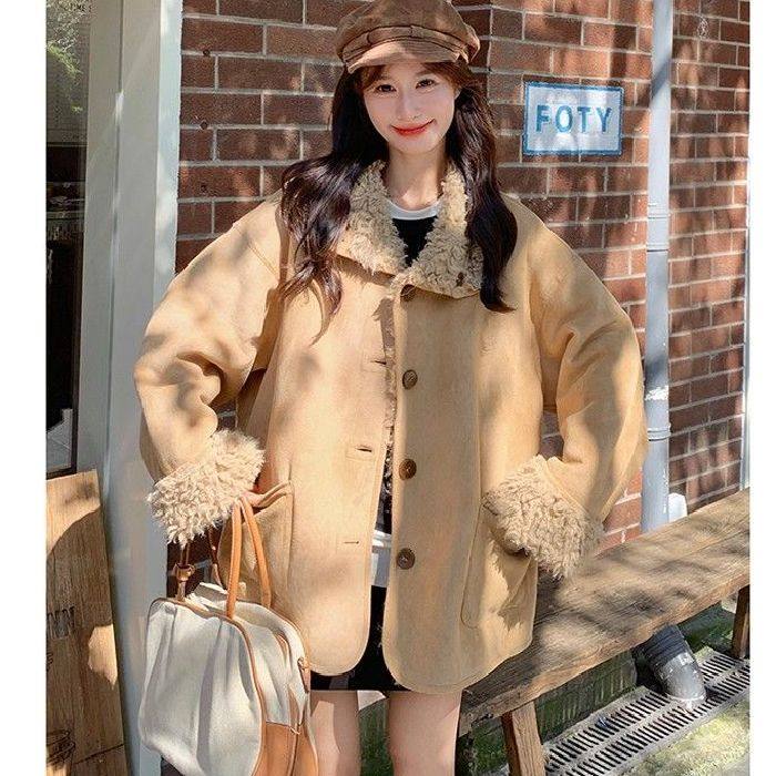 环保皮草两面穿皮毛一体羊羔毛机车服秋冬宽松加厚麂皮毛毛外套女,女装/女士精品,短外套,淘宝优惠券,粉丝福利购,淘宝优惠卷