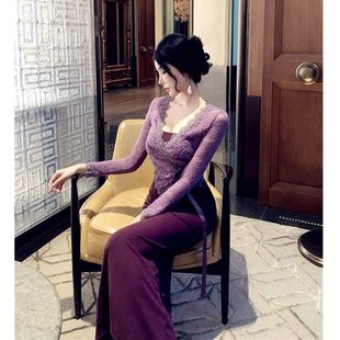 裙初秋季 辣妹性感蕾丝上衣鱼尾半身裙两件套装 御姐独特绝美小套装