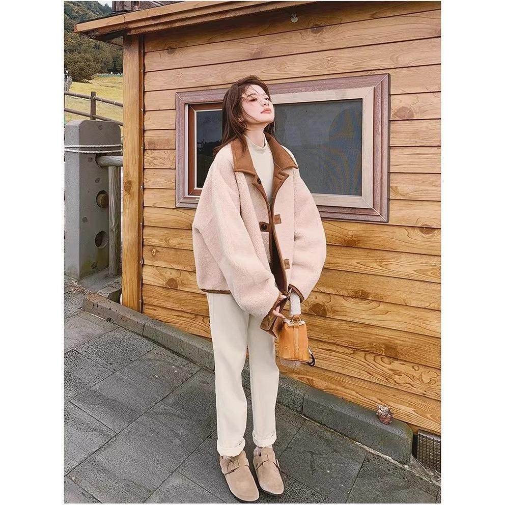 皮毛一体可双面穿羊羔毛外套女小个尚气质加厚短款麂皮绒上衣,女装/女士精品,短外套,淘宝优惠券,粉丝福利购,淘宝优惠卷