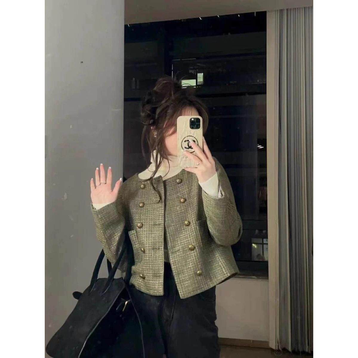 小香风粗花呢外套小个子春秋装2026年新款女复古法式短款上衣百搭,女装/女士精品,短外套,淘宝优惠券,粉丝福利购,淘宝优惠卷