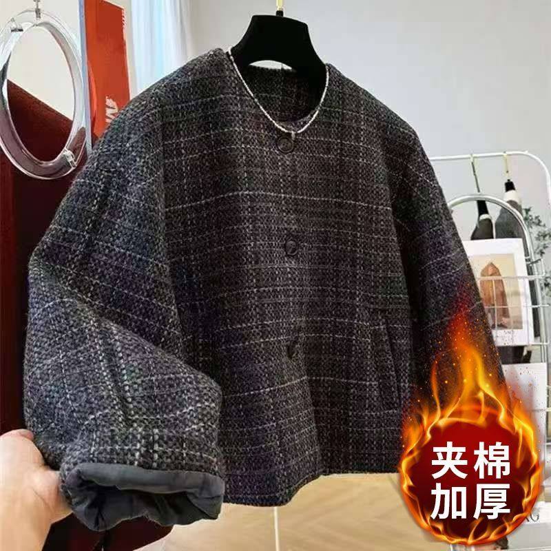 韩系粗花呢加厚秋冬新款毛呢短外套宽松气质减龄小个子大衣夹克潮,女装/女士精品,毛呢外套,淘宝优惠券,粉丝福利购,淘宝优惠卷