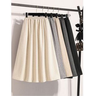 山本裙女2026春秋冬季高腰a字伞裙中长慵懒风糯米裙小个子半身裙