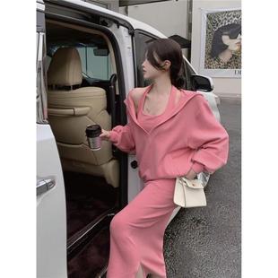 秋季新款洋气减龄显瘦套装女大码卫衣遮肉两件套连衣裙子胖MM女装