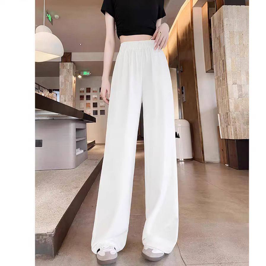 冰丝西装裤女夏季薄款休闲垂感阔腿裤2026新款黑色窄版直筒防晒裤