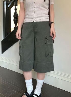 you think 2026春季新款韩版高腰宽松阔腿百搭七分工装短裤女1699