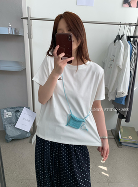 奶思家NICE STUDIO-2026夏季新款韩系百搭小狗刺绣短袖T恤1209-2