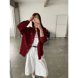 衬衣衬衫 2026春上新韩系纯色刺绣长袖 女L8801 STUDIO 奶思家NICE