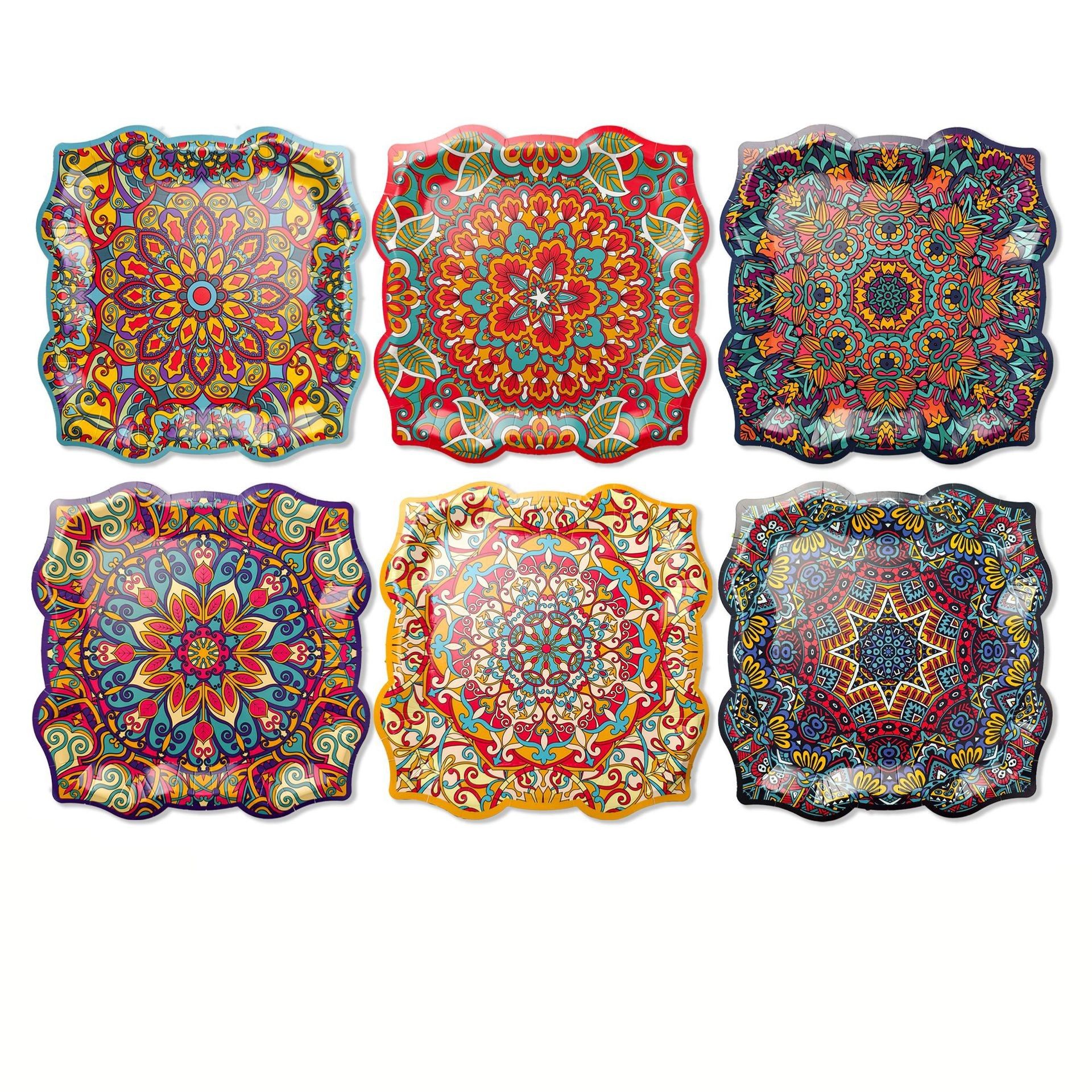 波西米亚风花边正方形一次性盘子餐具异形纸盘宴会婚礼派对装饰盘,节庆用品/礼品,甜品台装饰,淘宝优惠券,粉丝福利购,淘宝优惠卷