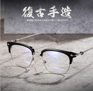 薛之谦同款眼镜钛合金平光复古半框眼镜架女大框配成品近视眼镜男