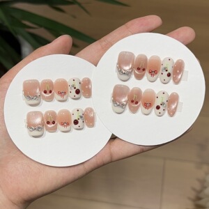 樱桃蝴蝶结猫眼穿戴甲
