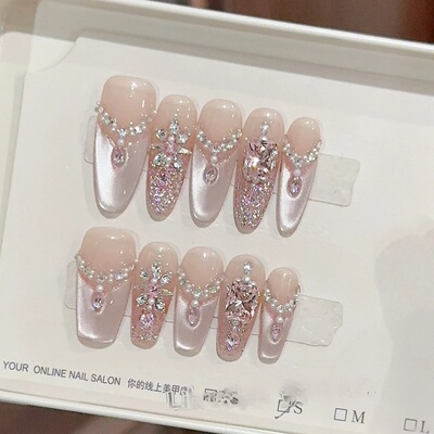 春夏新款法式温柔裸色猫眼穿戴甲